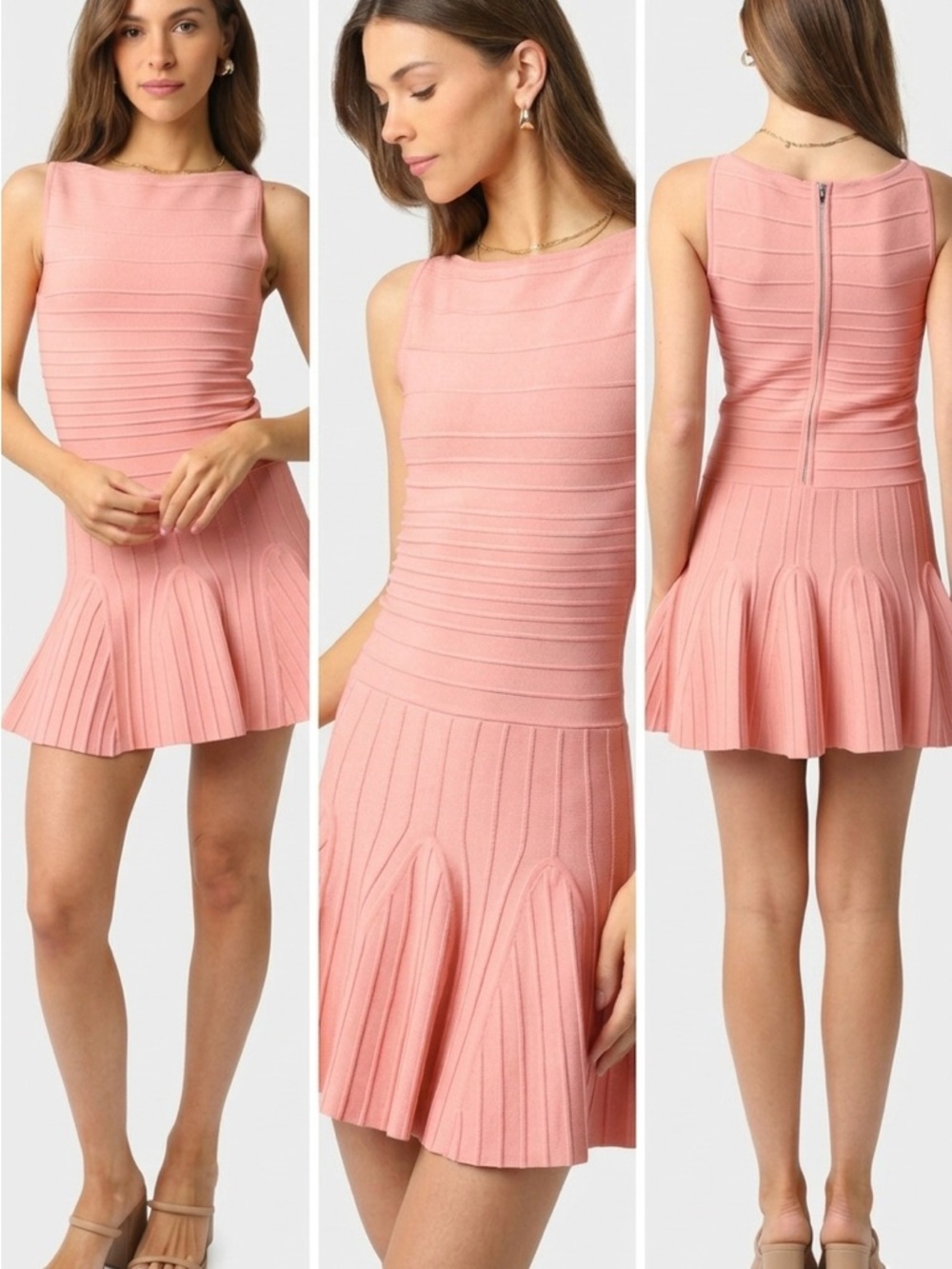 Sleeveless Pink Pleated Fit & Flare Mini Dress